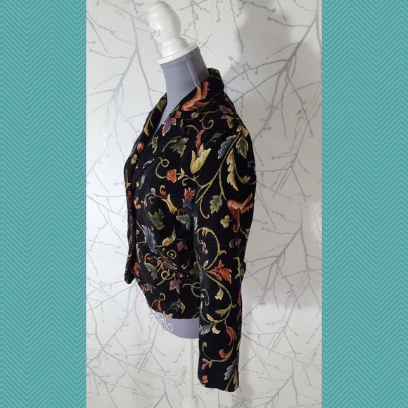 Index Black Corduroy Floral Embroidered Button Front Blazer - Picture 3 of 5